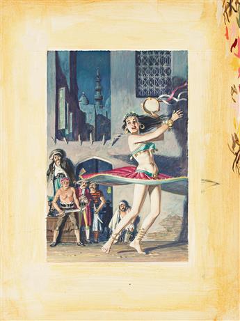 CLIFFORD H. SCHULE (1918 - 2000) Belly dancer, possible paperback book cover.